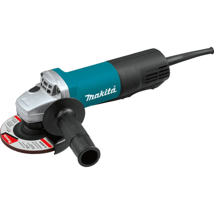 Makita 9557PBX1 - 4-1/2" Paddle Switch Cut-Off/Angle Grinder with aluminum case, diamond blade, 5 ea. grinding wheel, cut-off & grinding guards, lock-off, lock-on