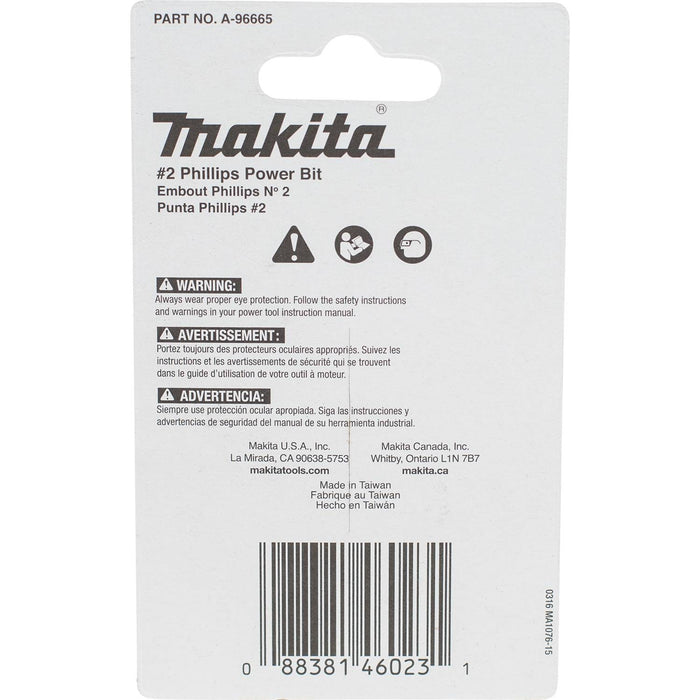 Makita Impact X #2 Phillips 2″ Power Bit (5-Pack)