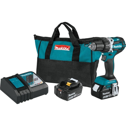 Makita (XFD12T) 18V LXT Lithium-Ion Compact Brushless Cordless 1/2" Driver-Drill Kit, 2-speed, var. spd., L.E.D. Light, bag (5.0Ah)